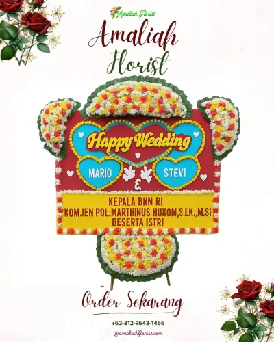 Karangan Papan Bunga Pernikahan di Gucialit
